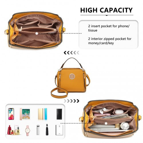 Easy Luggage LB2126 - Miss Lulu Leather Look Practical Crossbody Bag - Yellow
