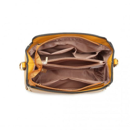 Easy Luggage LB2126 - Miss Lulu Leather Look Practical Crossbody Bag - Yellow