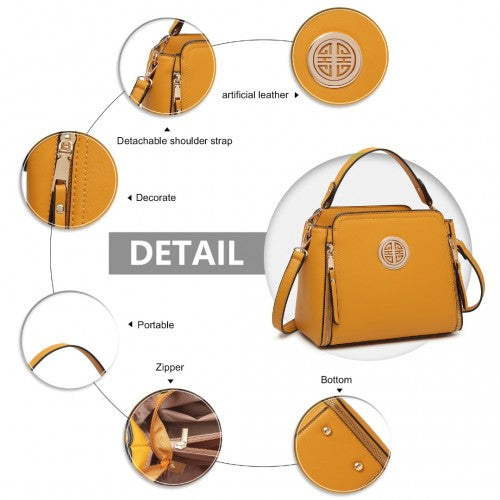 Easy Luggage LB2126 - Miss Lulu Leather Look Practical Crossbody Bag - Yellow