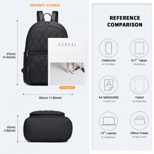 Easy Luggage LB2250 - Miss Lulu Casual Lightweight Ladies Backpack - Black