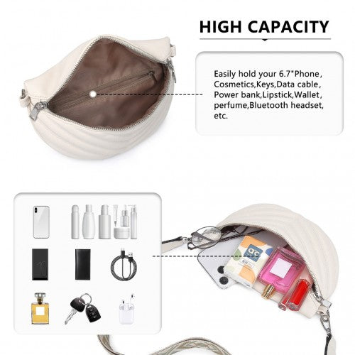 Easy Luggage LB2307 - Miss Lulu Wide Strap Bum Bag Lightweight Adjustable Waist Bag - Beige