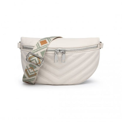Easy Luggage LB2307 - Miss Lulu Wide Strap Bum Bag Lightweight Adjustable Waist Bag - Beige