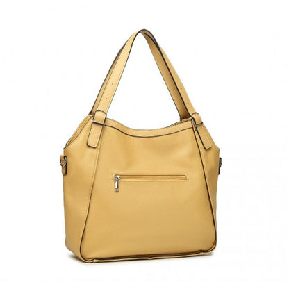 Easy Luggage LB2317 - Miss Lulu Casual Shoulder Bag With Stylish Pleated Design - Yellow