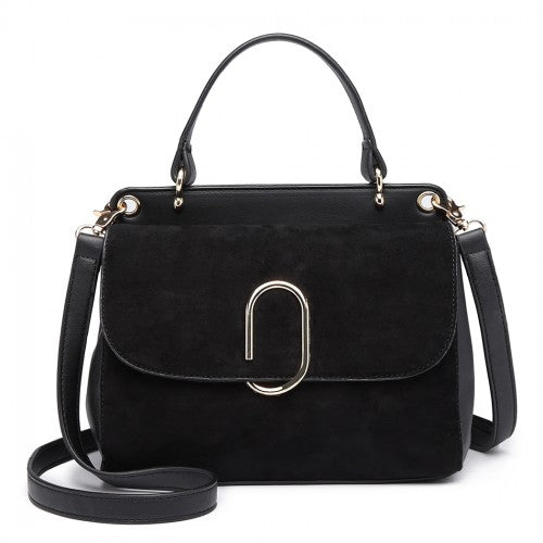 Easy Luggage LB6871-MISS LULU STYLISH LADIES LEATHER HANDBAG SHOULDER BAG BLACK