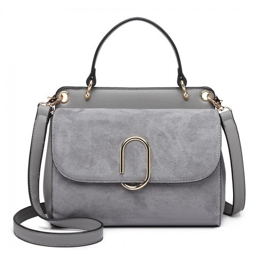 Easy Luggage LB6871-MISS LULU STYLISH LADIES LEATHER HANDBAG SHOULDER BAG GREY