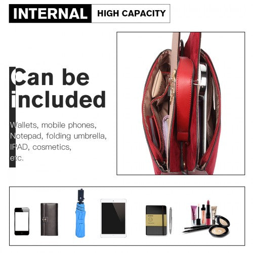 Easy Luggage LB6871-MISS LULU STYLISH LADIES LEATHER HANDBAG SHOULDER BAG RED