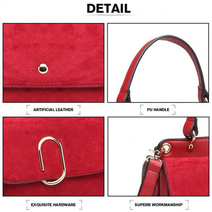 Easy Luggage LB6871-MISS LULU STYLISH LADIES LEATHER HANDBAG SHOULDER BAG RED