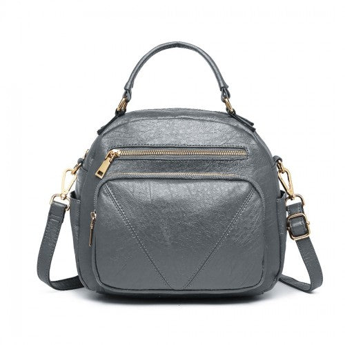 Easy Luggage LB6907 - Miss Lulu Bowler Style Shoulder Bag - Grey