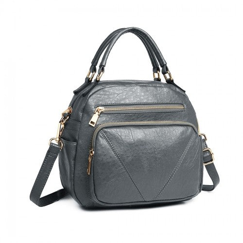 Easy Luggage LB6907 - Miss Lulu Bowler Style Shoulder Bag - Grey