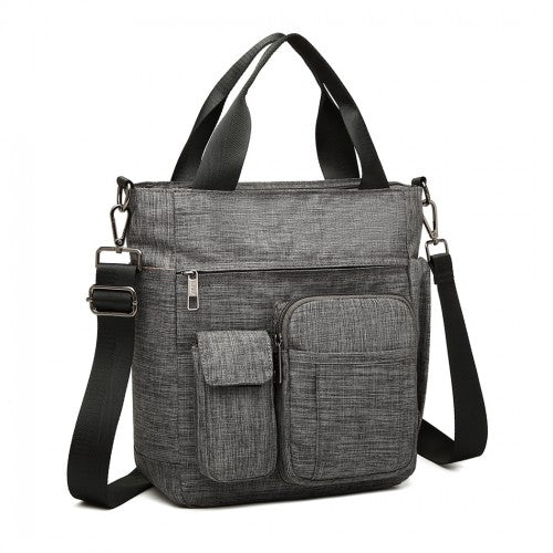 Easy Luggage LB6923 - Kono Multi-Compartment Tote Shoulder Bag - Grey