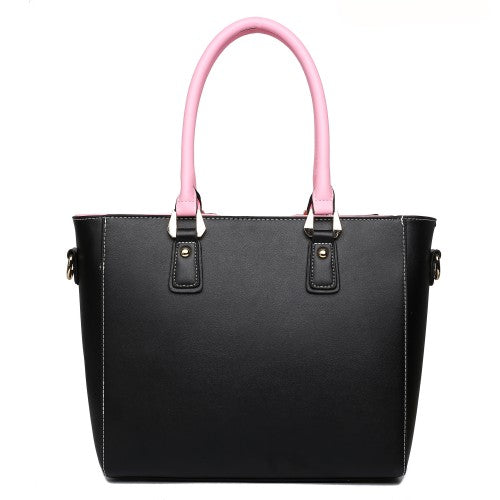 Easy Luggage LG1641 - Miss Lulu Leather Look V-Shape Shoulder Handbag - Pink