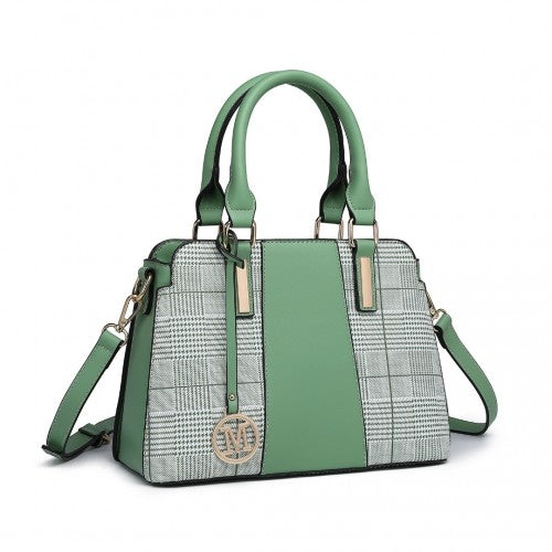Easy Luggage LG2001 - Miss Lulu Gingham Plaid Panel Shoulder Bag - Green