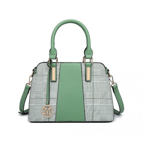 Easy Luggage LG2001 - Miss Lulu Gingham Plaid Panel Shoulder Bag - Green