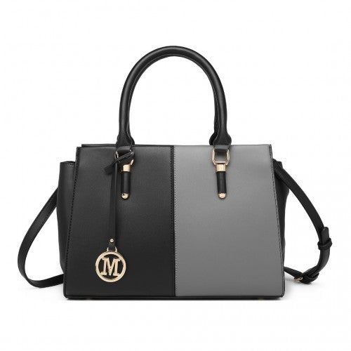 Easy Luggage LG2224 - Miss Lulu Vintage Two-colour Patchwork Handbag Tote Bag - Black