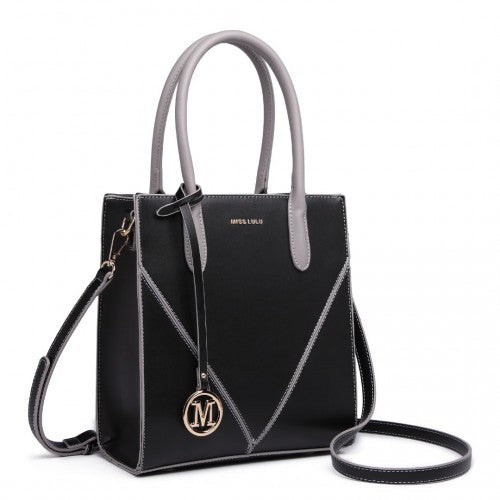 Easy Luggage LG2255 - Miss Lulu Rectangular Soft Leather Cross Body Bag - Black