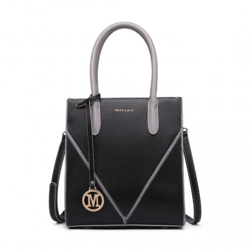 Easy Luggage LG2255 - Miss Lulu Rectangular Soft Leather Cross Body Bag - Black