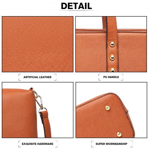 Easy Luggage LG6931 - Miss Lulu 4 Piece Handbag Set - Brown