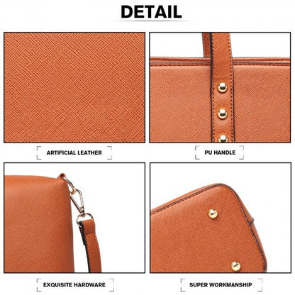Easy Luggage LG6931 - Miss Lulu 4 Piece Handbag Set - Brown