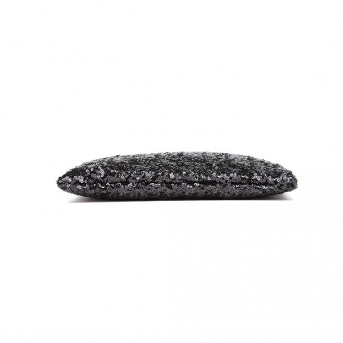 Easy Luggage LH1765 - Miss Lulu Sequins Clutch Evening Bag - Black