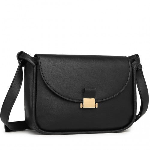 Easy Luggage LH2109 - Miss Lulu Fashion Leather Commute Flap Small Square Bag - Black