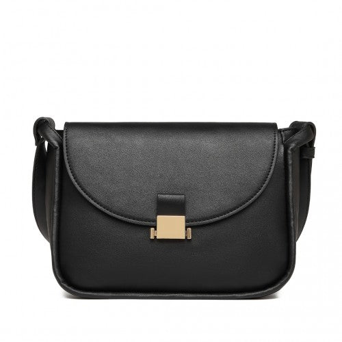 Easy Luggage LH2109 - Miss Lulu Fashion Leather Commute Flap Small Square Bag - Black