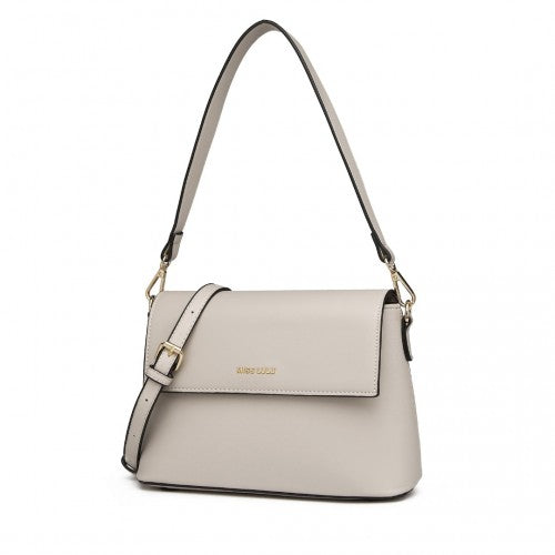 Easy Luggage LH2209 - Miss Lulu Classic Flap Leather Shoulder Bag - Grey