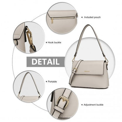 Easy Luggage LH2209 - Miss Lulu Classic Flap Leather Shoulder Bag - Grey