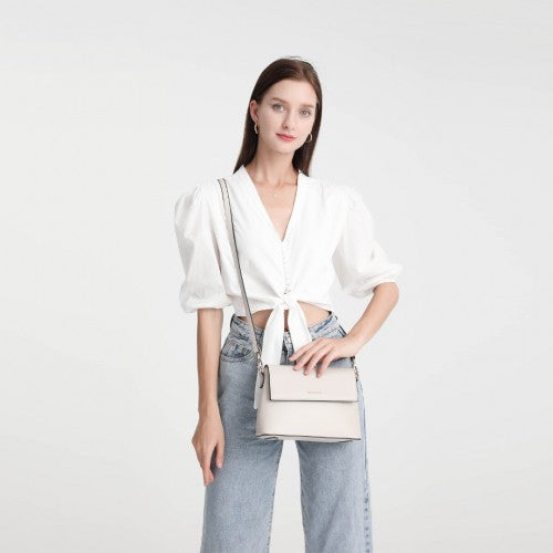 Easy Luggage LH2209 - Miss Lulu Classic Flap Leather Shoulder Bag - Grey