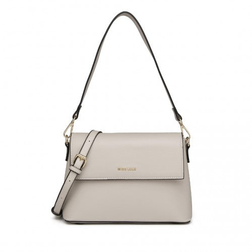 Easy Luggage LH2209 - Miss Lulu Classic Flap Leather Shoulder Bag - Grey