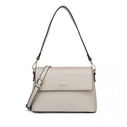 Easy Luggage LH2209 - Miss Lulu Classic Flap Leather Shoulder Bag - Grey
