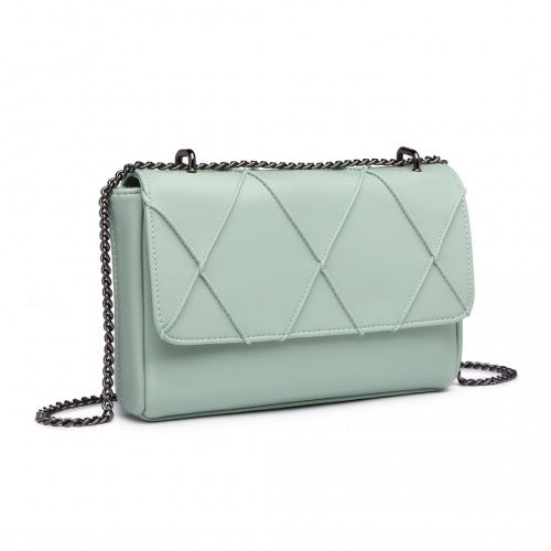 Easy Luggage LH2253 - Miss Lulu Rhombus Flap Chain Shoulder Bag - Green