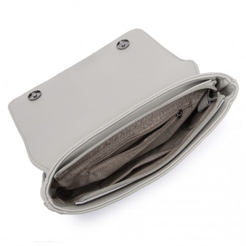 Easy Luggage LH2253 - Miss Lulu Rhombus Flap Chain Shoulder Bag - Grey
