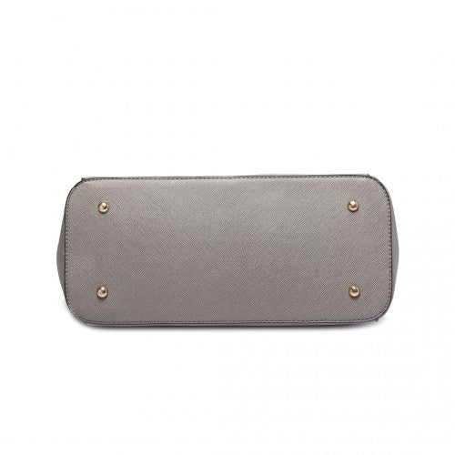 Easy Luggage LM1642-1 - Miss Lulu Faux Leather Adjustable Handle Tote Bag - Grey