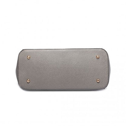 Easy Luggage LM1642-1 - Miss Lulu Faux Leather Adjustable Handle Tote Bag - Grey