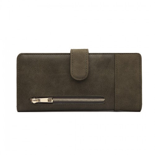 Easy Luggage LN6883-MISS LULU PU LEATHER POPPER CLOSURE LONG PURSE GREEN