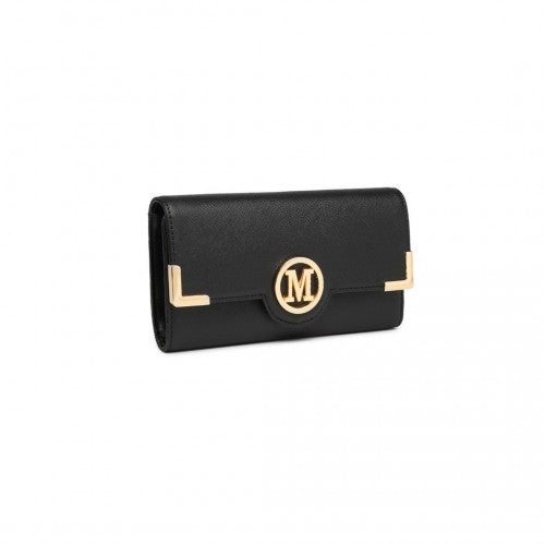 Easy Luggage LP2022 - Miss Lulu Leather Look Classic Long Purse - Black