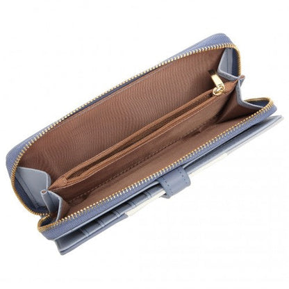 Easy Luggage LP2030 - Miss Lulu Tri Colour Women's Leather Look Purse - Azure
