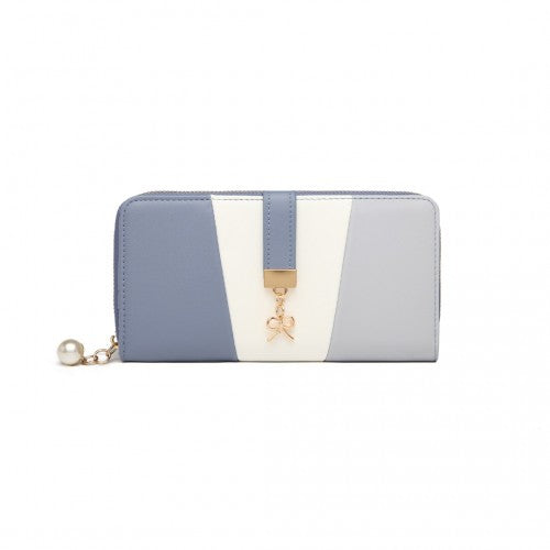 Easy Luggage LP2030 - Miss Lulu Tri Colour Women's Leather Look Purse - Azure