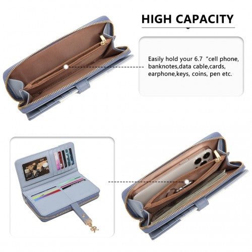 Easy Luggage LP2030 - Miss Lulu Tri Colour Women's Leather Look Purse - Azure