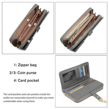 Easy Luggage LP2030 - Miss Lulu Tri Colour Women's Leather Look Purse - Grey And White