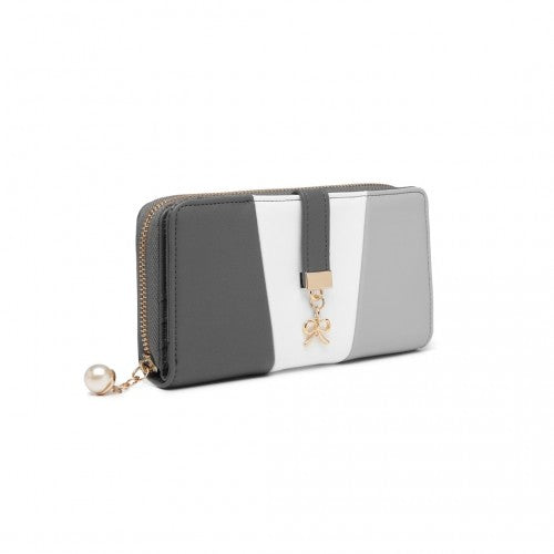 Easy Luggage LP2030 - Miss Lulu Tri Colour Women's Leather Look Purse - Grey And White