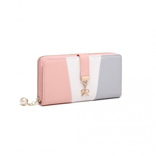 Easy Luggage LP2030 - Miss Lulu Tri Colour Women's Leather Look Purse - Grey