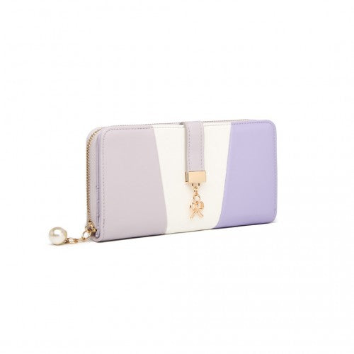 Easy Luggage LP2030 - Miss Lulu Tri Colour Women's Leather Look Purse - Purple