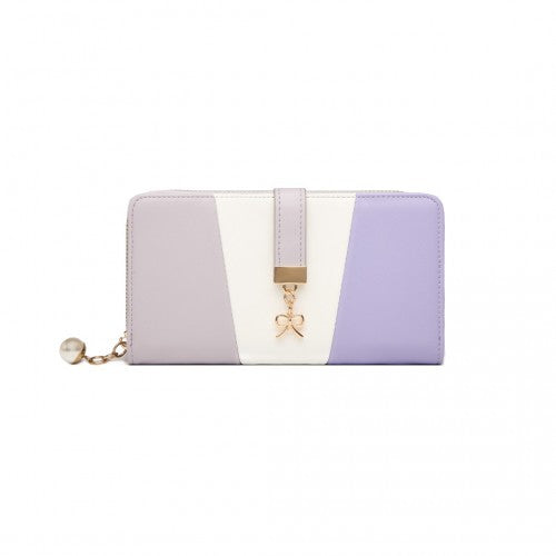 Easy Luggage LP2030 - Miss Lulu Tri Colour Women's Leather Look Purse - Purple