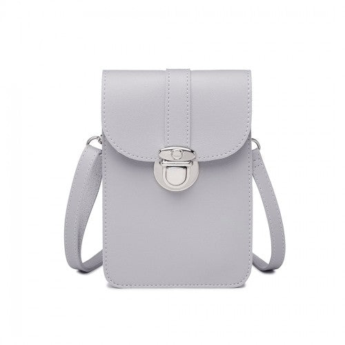 Easy Luggage LP2034 - Miss Lulu Multi Use Purse Clutch Mini Shoulder Bag - Grey