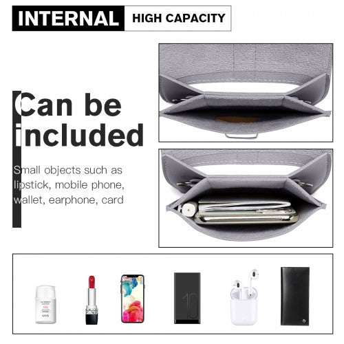 Easy Luggage LP2034 - Miss Lulu Multi Use Purse Clutch Mini Shoulder Bag - Grey