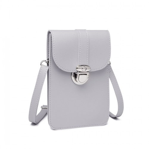 Easy Luggage LP2034 - Miss Lulu Multi Use Purse Clutch Mini Shoulder Bag - Grey