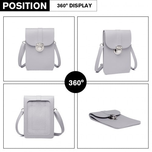 Easy Luggage LP2034 - Miss Lulu Multi Use Purse Clutch Mini Shoulder Bag - Grey