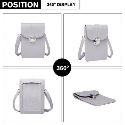 Easy Luggage LP2034 - Miss Lulu Multi Use Purse Clutch Mini Shoulder Bag - Grey