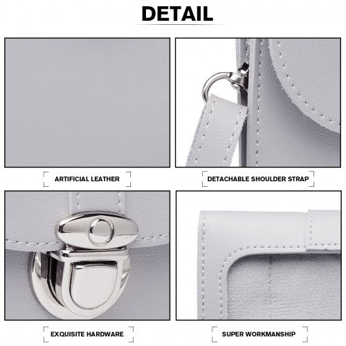 Easy Luggage LP2034 - Miss Lulu Multi Use Purse Clutch Mini Shoulder Bag - Grey